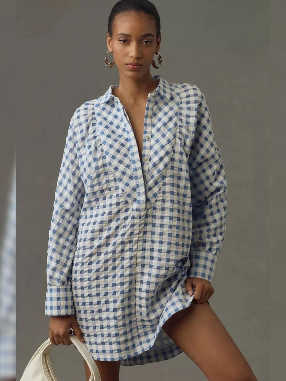 Anthropologie Maeve Long-Sleeve Collared Popover Mini Dress S 6 Oversized 46767